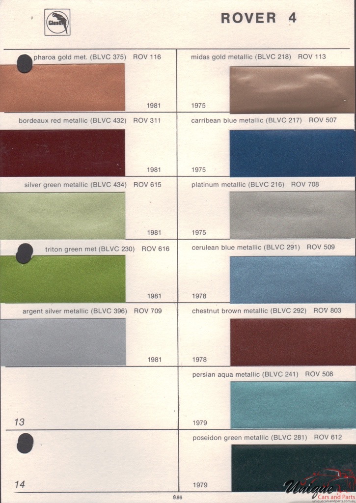 1975 Rover Paint Charts Glasurit 1